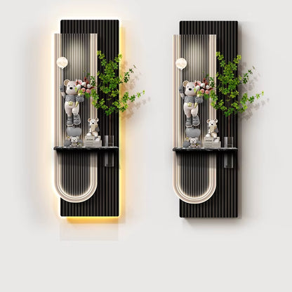 Light Luxury Violent Bear Decoration Painting Hydroponic Green Plants Entrance Corridors Hanging Paintings Door Murals Lights