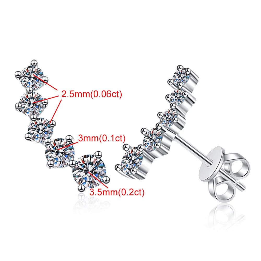 Real D Color Moissanite Diamond Earrings GRA Certified 925 Sterling Silver Sparkling Smile Stud Earrings for Women Jewelry Gift