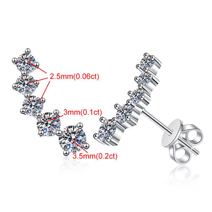 Real D Color Moissanite Diamond Earrings GRA Certified 925 Sterling Silver Sparkling Smile Stud Earrings for Women Jewelry Gift