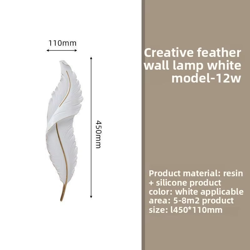 Luxury Feather Wall Lamp, Minimalist Creative Sconce for Bedroom, Hallway, Living Room Decor