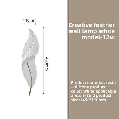 Luxury Feather Wall Lamp, Minimalist Creative Sconce for Bedroom, Hallway, Living Room Decor